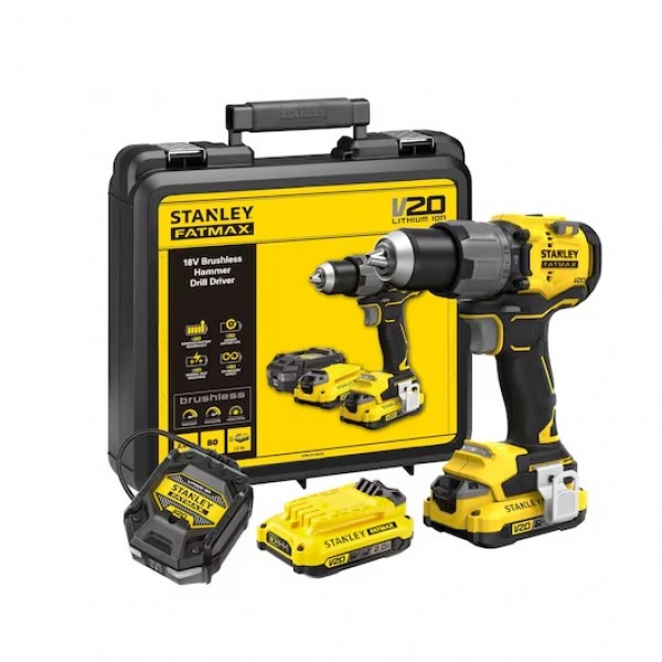 Δραπανοκατσάβιδο Μπαταρίας Brushless V20 2x2Ah 18V Stanley SFMCD726D2K